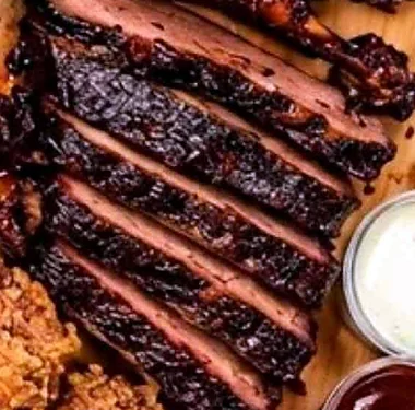 Sliced smoked brisket
